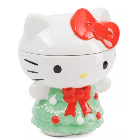 Hello Kitty Ceramic Christmas Tree Dress Cookie Jar NEW 2024 TJMaxx Sanrio - Picture 1 of 4
